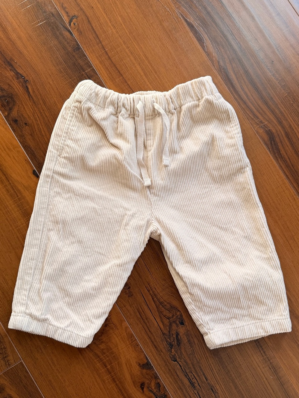 Kids Corduroy Drawstring Pants - Cream
